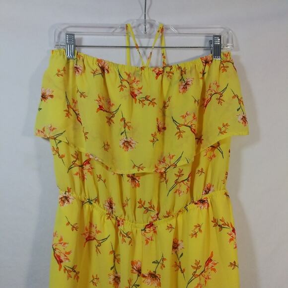 Naked Zebra Yellow Floral Halter Wide Leg Jumpsuit Size Small - Picture 3 of 10